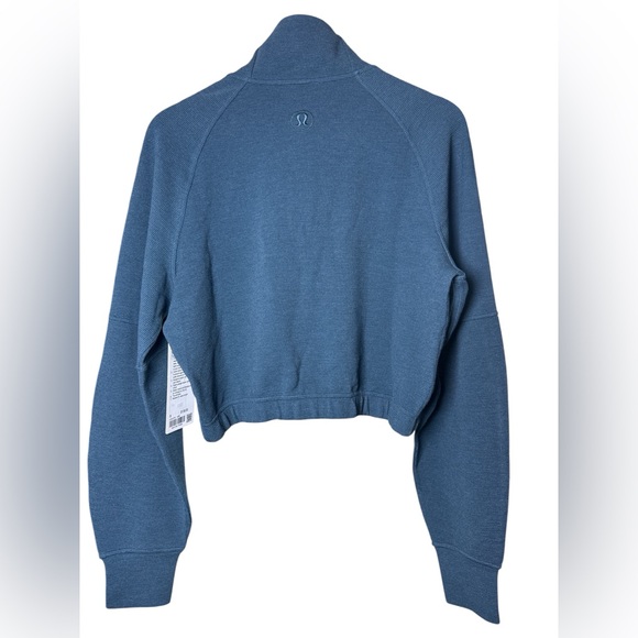 Lululemon Scuba Cropped Funnel Half Zip Waffle NWT S Indochine Blue - Picture 12 of 12